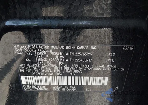 2018 Toyota Rav4 Le z USA, uszkodzony, nr VIN 2T3ZFREV8JW460857